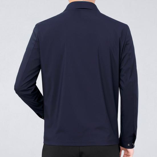 Мужская деловая куртка с воротником с лацканами и длинным рукавом, однотонный кардиган на молнии, облегающее повседневное пальто, верхняя одежда