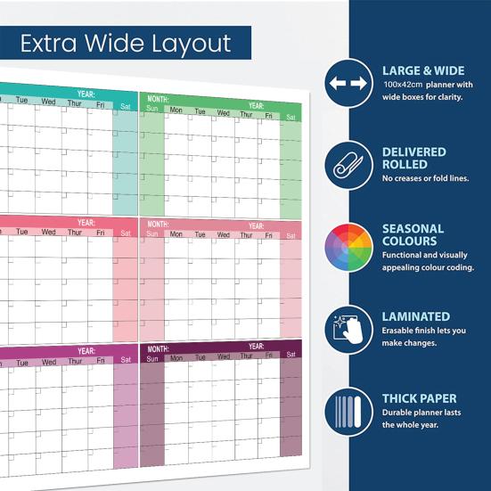 Super Large Wall Sticker 2026 Calendar Reusable Matte Whiteboard Home Work Planner Year-Round Planning Tool