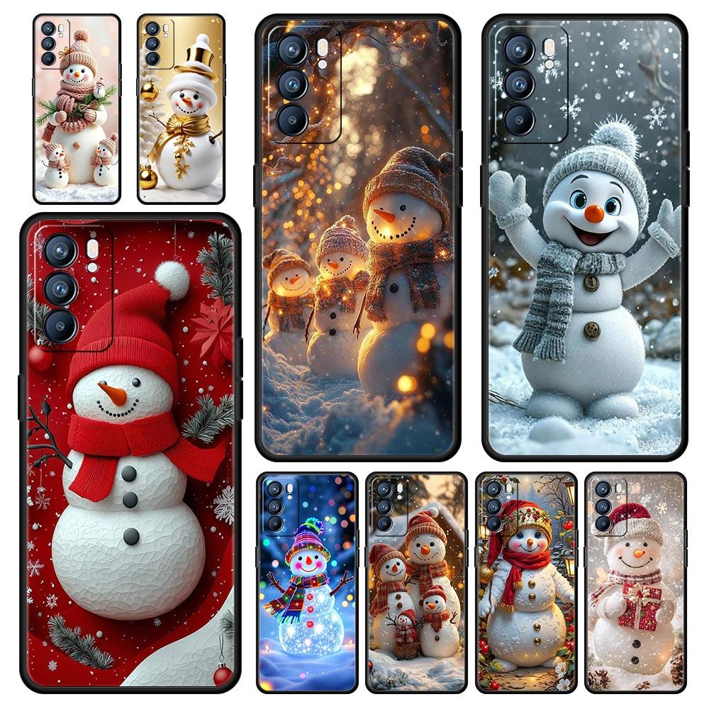 Чехол для телефона 'Рождественский снеговик' для Oppo A17 A31 A54 A57 A78 A79 A98 Find X5 X6 Reno 6 7 8 10 11 12 13 F Pro 5G Мягкий ТПУ Чехол Сумки