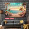 2D Hawaiian Beach Tapestry Banner Coastal Ocean Wall Hanging