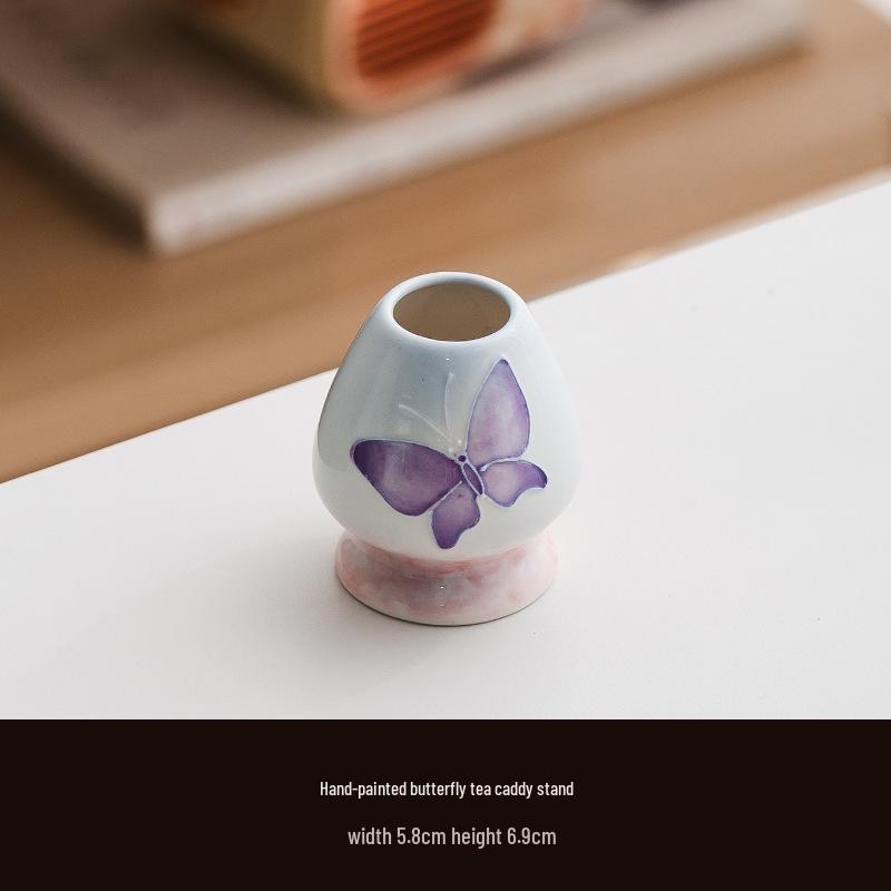 Handmade Japanese Cherry Blossom Matcha Bowl with Whisking Tool, Imitation Song Dynasty Tea Stirrer, and Hyakuhon-date Chasen Stand