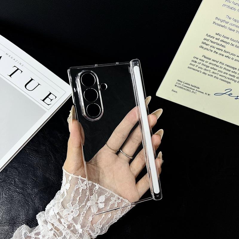Половина упаковки Магнитный чехол для телефона для Samsung Galaxy Z Fold 7 6 5 5G Прозрачный Жесткий ПК Защита шарнира Защита от ударов Прозрачная крышка