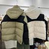 New down jacket women's short hooded color matching loose and thickened couple's men's and women's white duck down jacket