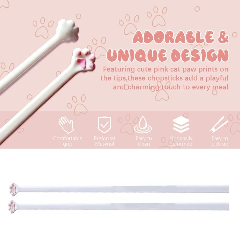 Comfortable Grip Cat Paw Chopsticks Non-Slip Pink Paw Food Clip  Cooking Tools