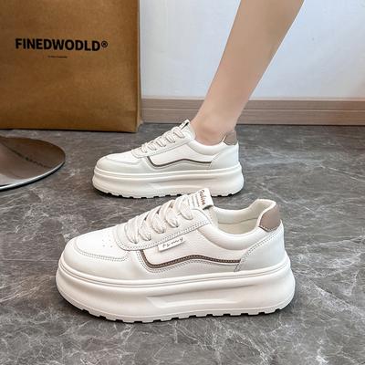 2025 весна маленькие белые туфли новая корейская версия женские студенческие туфли на платформе с увеличенным каблуком спортивная обувь повседневная уличная съемка XW511