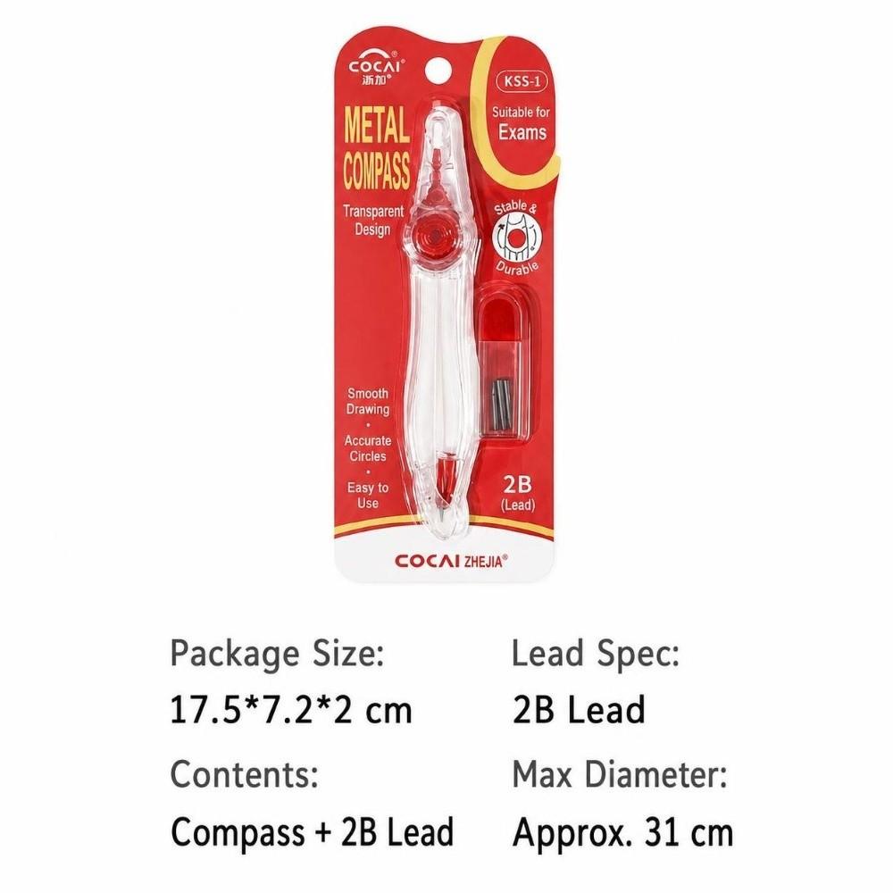 Angle Lock Drawing Compass Transparent Plastic Body Exam Compass Metal Compass Technical Drawing