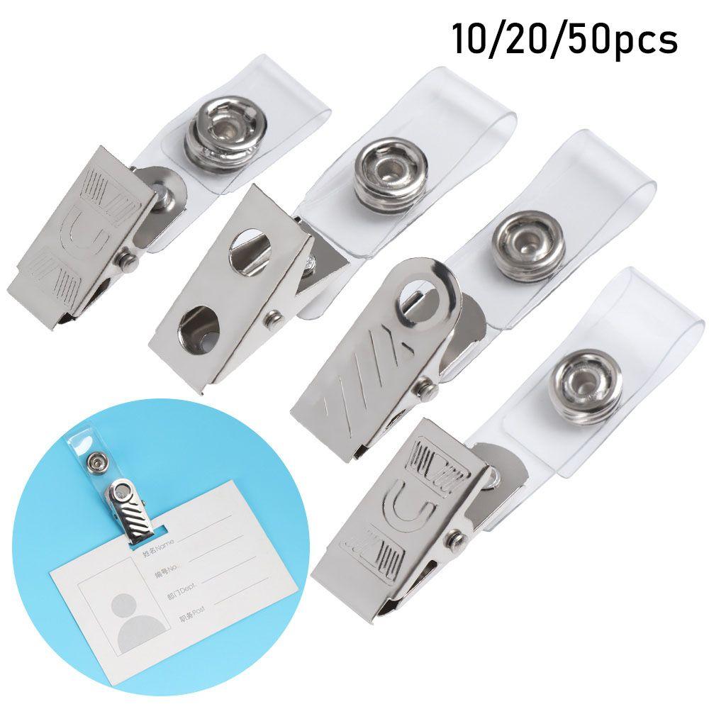 10/20/50pcs 4 Styles Reel Skipping Metal Pull Card Holders Kawaii Clips ID Card Badge Lanyard Clip