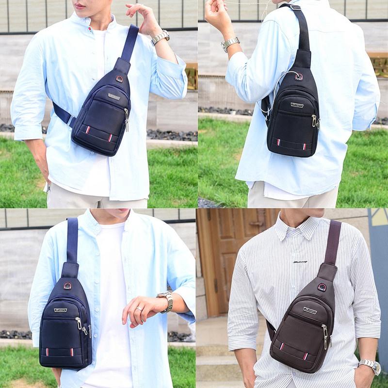 Men's Casual Multifunctional Chest Bag Nylon Shoulder Bag Double Storage Bag Waist Bag