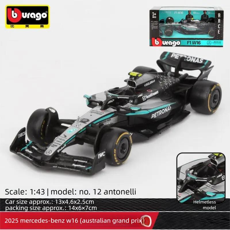 Ббураго 1:Масштаб 43 Mercedes-AMG F1 W15 W16 Формула 1 Гоночный автомобиль Литая модель из сплава Симуляция Транспортное средство Коллекционный Подарок для Детей