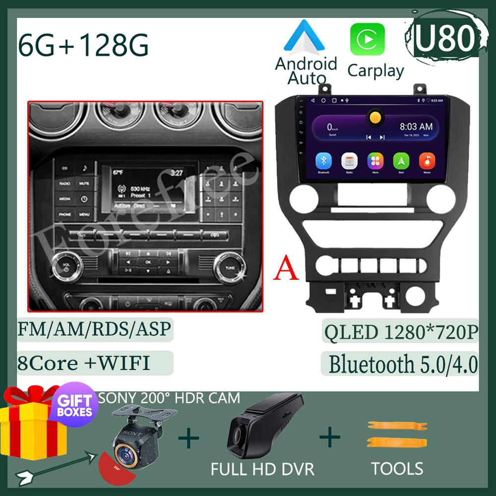 Android 14 для Ford Mustang 6 VI S550 2014 - 2025 Автомобильный Радио Мультимедиа Видео Плеер Стерео Carplay Навигация GPS WIFI QLED DVD
