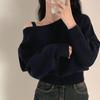 Winter Solid Vintage Knitted Pullovers Women Sexy Off Shoulder Sweaters Fashion Y2k Tops Female Korean Fashion Casual Chic Clothes 2024