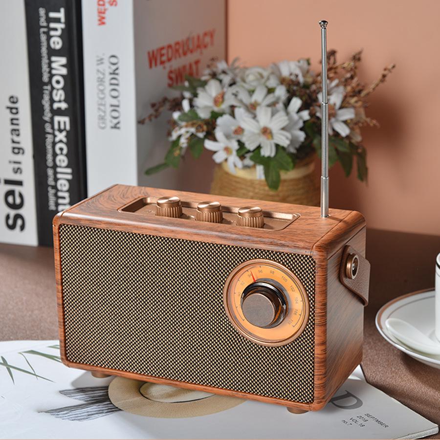 Ретро Bluetooth-колонка AS23 с FM-радио, слотом для карты, портативным дизайном для дома и пожилых людей