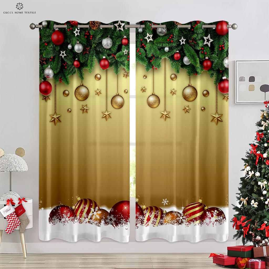 Christmas Decoration Curtains Snowflakes Christmas Tree Decoration Curtains Living Room Bedroom Fireplace New Year Curtains