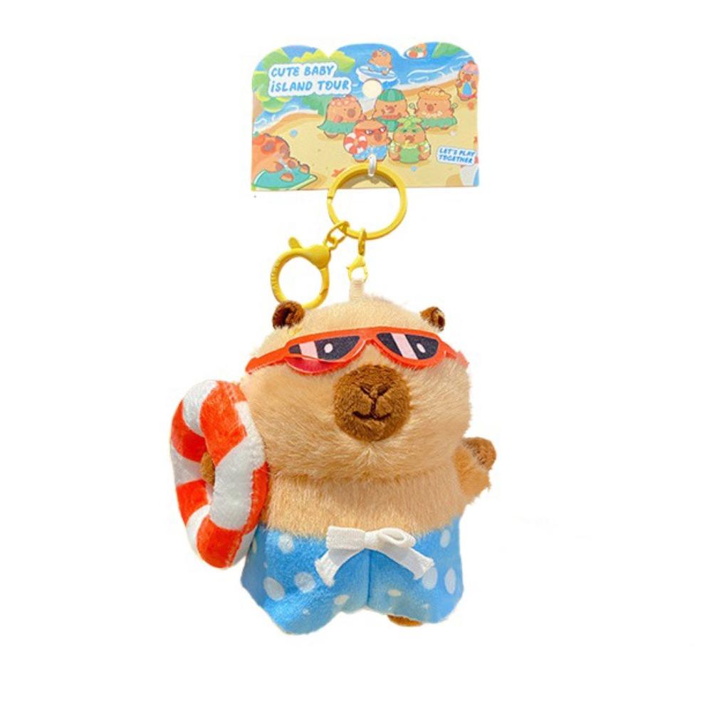 Cartoon Capybara Dolls Pendant Island Style Car Keyring Funny Plush Capybara Keychain  Gifts