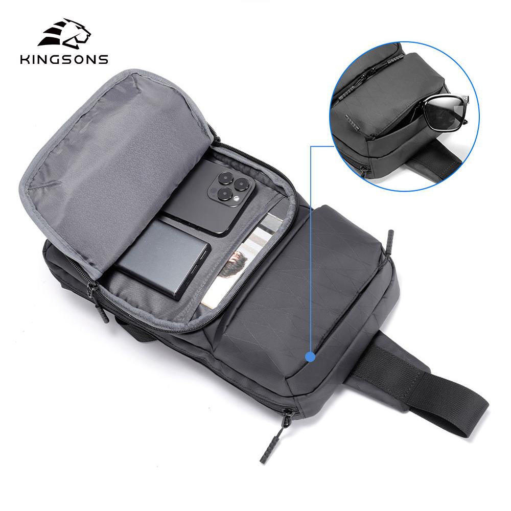 Мужская сумка через плечо Kingsons, водонепроницаемая нагрудная сумка 2025 года, новый лаконичный дизайн, деловая сумка-слинг для планшета 9,7 дюйма, черная KS3336W