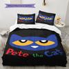 Pete Cat Joy Bedding Quilt Set Quilt Cover Pillowcase Home Decoration Birthday Gift (1 * duvet cover + 2 * pillowcase, without core)