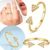 Original Real 925 Sterling Silver Gold Arrow Ring For Women Men Size Adjustable Triangle Open Ring Simple Jewelry Gift