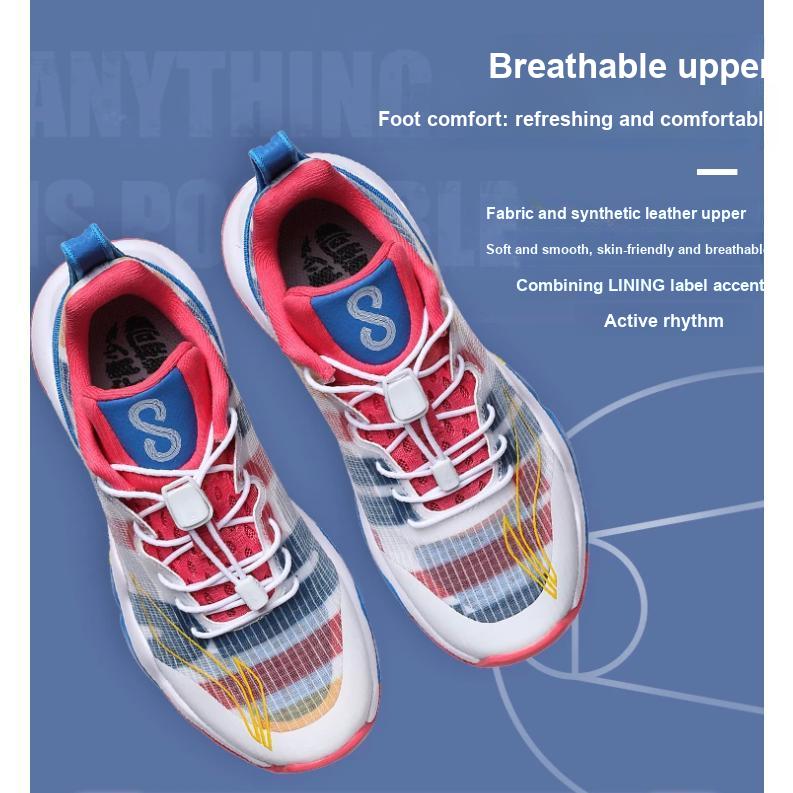 Li-Ning Cloud Sonic 8 Basketball Shoes Kids Sneakers White Blue Red YKBS046-41