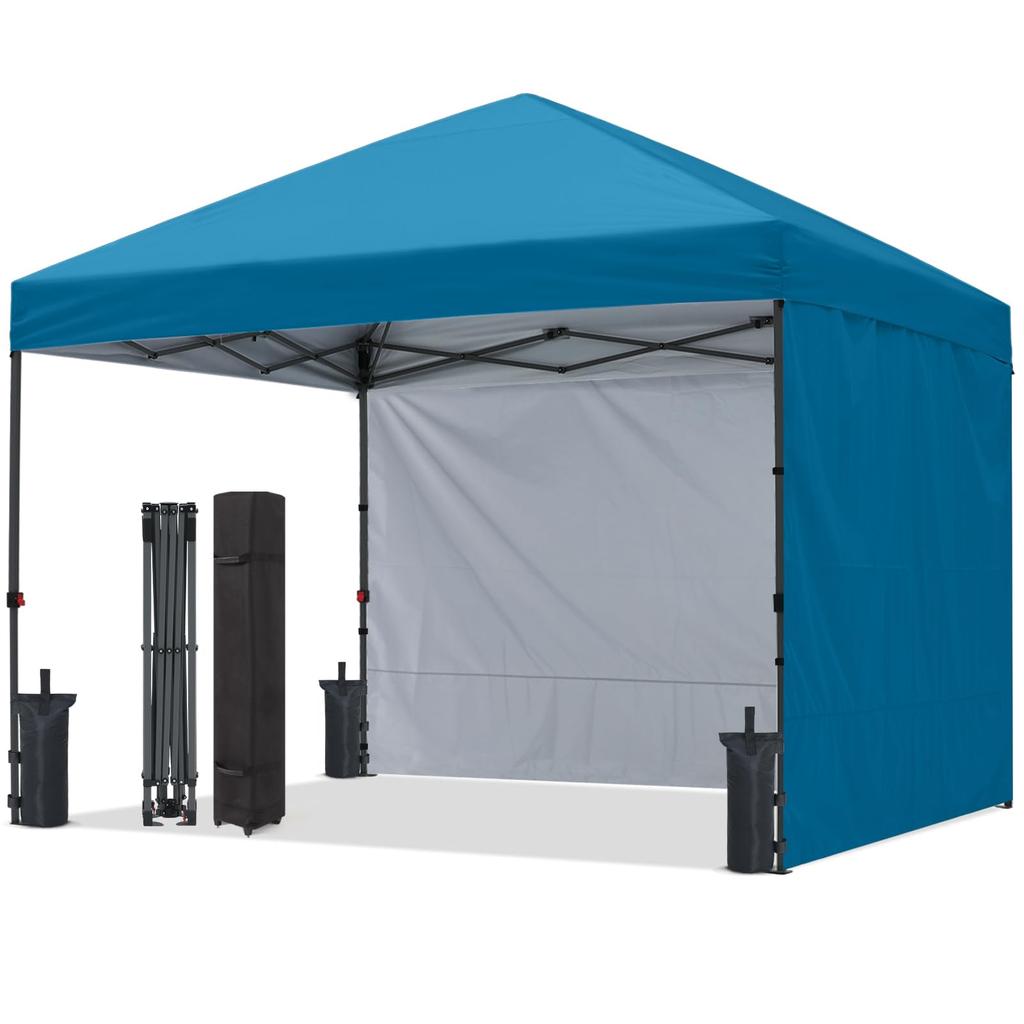 ABCCANOPY Pop Up Canopy Tent with 2 Sidewalls for Outdoor Sun Shade and Rain Protection 10x10 Turquoise