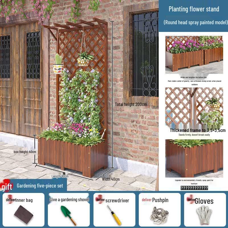 JINGGENG Outdoor Garden Trellis & Planter Box