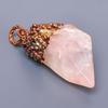 Fancy Natural Rose Quartz Rough Copper Best Sisters Gift Trendy Pendant Jewelry V-5