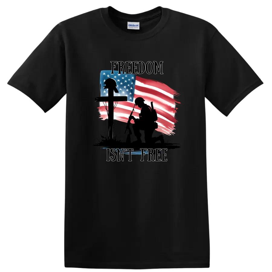 Freedom Isn't Free Military Soldier T Shirt Patriotic American Flag Tee