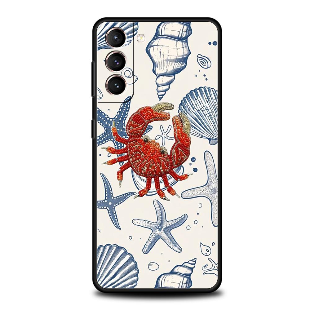 Чехол для телефона для Samsung Galaxy S25 Edge S24 S23 S22 S20 S21 FE Ultra S10 S10E Plus Мягкий ТПУ Морская жизнь, Крабы, Омары
