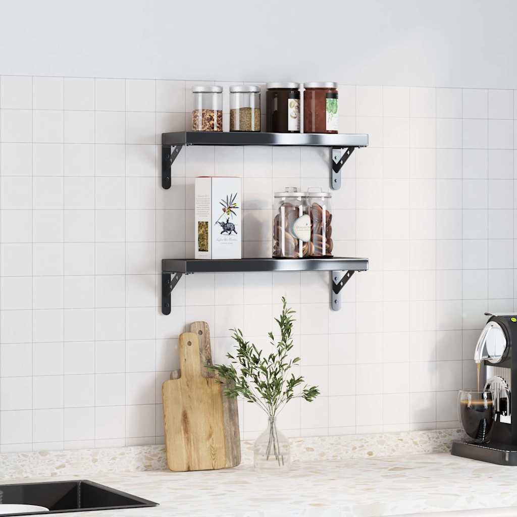 Shelf Brackets 4 pcs 15 x 2.5 x 11.5 cm Black Stainless Steel