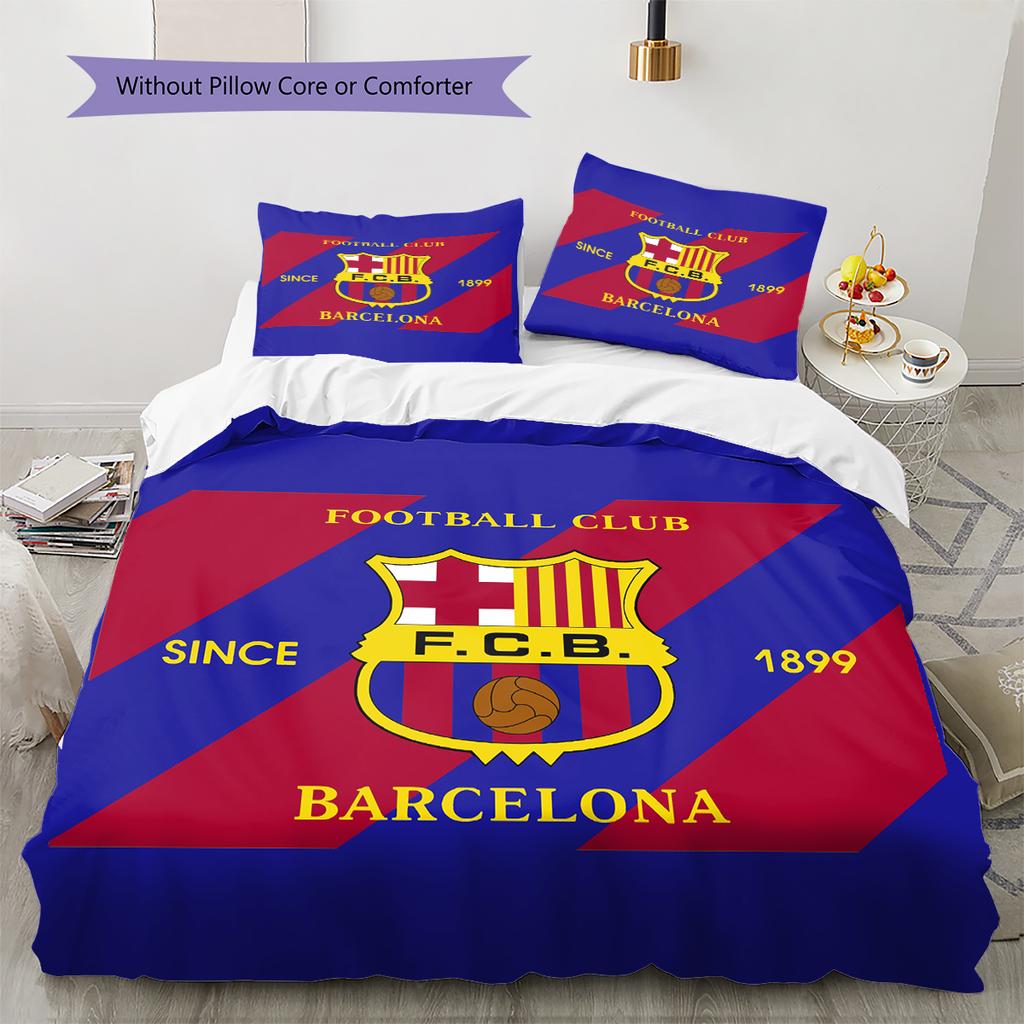 Постельное белье с узором ФК Барселона Домашний декор Подарок на день рождения (1 пододеяльник + 2 наволочки, без наполнителя)