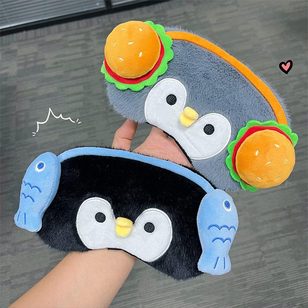 Penguin Shaped Furry Penguin Eye Shade Stretchy Plush Eye Mask Fashion Eye Shade Cover Home Sleep