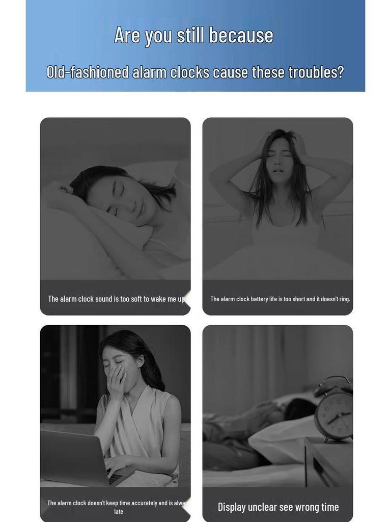 Smart Large Volume Silent Multifunction Alarm Clock for Dorms & Kids