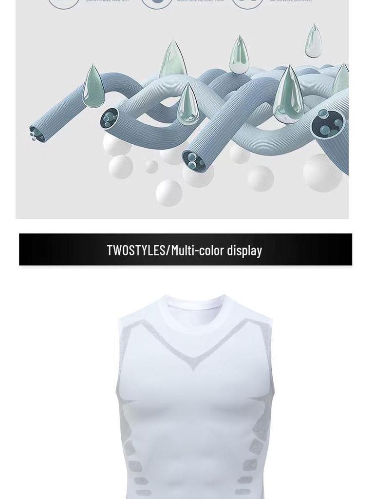 Мужская утягивающая быстросохнущая фитнес-майка - Дышащий спортивный топ для бега, баскетбола и тренировок