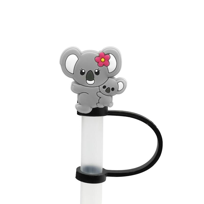Straw Cover  High Quality Silicone Oceans Animal Reusable Dustproof Fishing Straw Toppers Covers for Cup Accessories