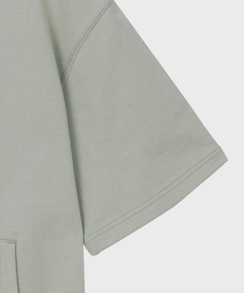 BASIC HOUSE Uni Cp French Terry Half-Zip Anorak Short Sleeve Sweatshirt Light Khaki Lxts3103