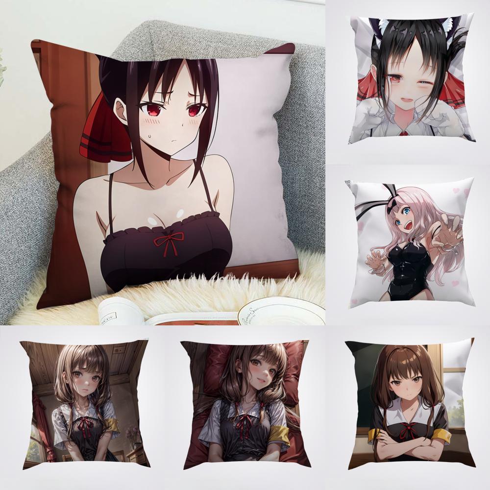 Kaguya Sama Love Is War Наволочка Для Автомобиля Дивана Декоративная Домашняя Двусторонняя Печать Плюшевая Квадратная Подушка Декоративная Подушка Чехол