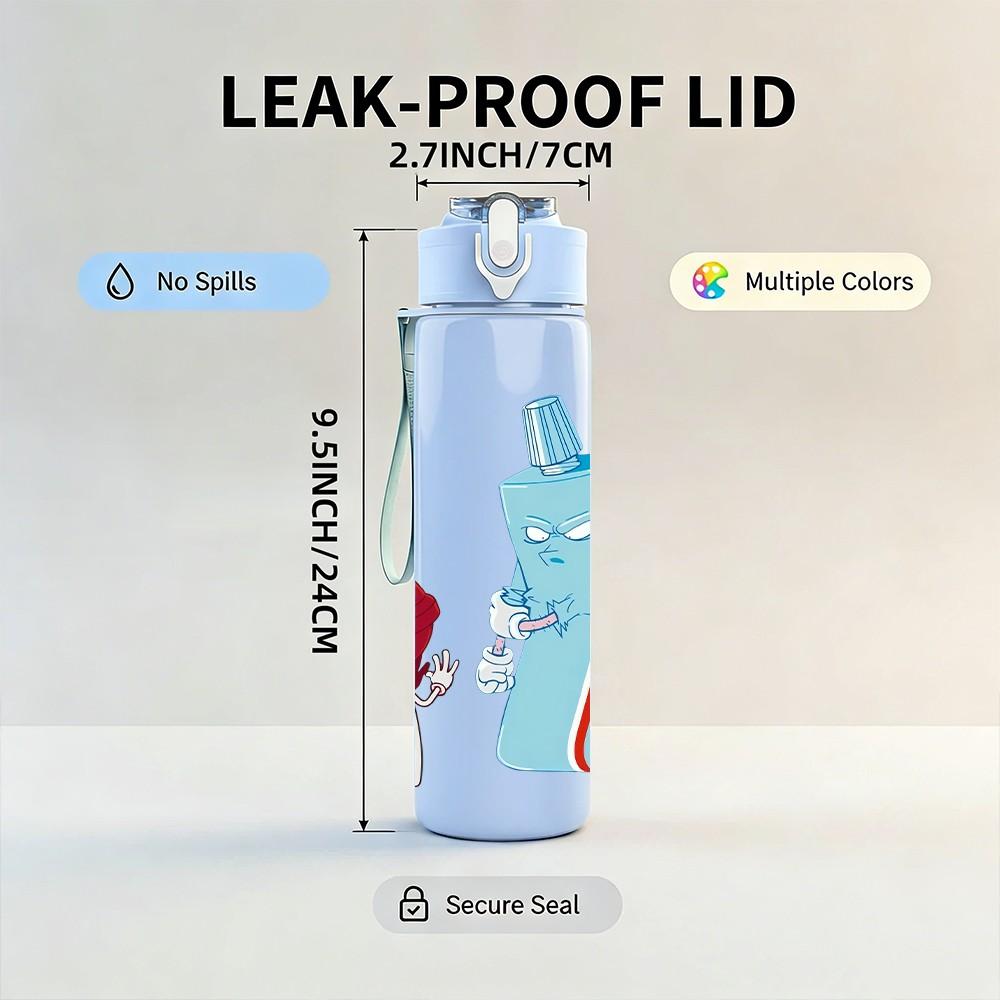 1PC Soda Drink Bottle Summer Cartoon Print 750ml Color Plastic Sports Water Bottle Leakproof Flip Straw Lid Suitable for Sports Office Home Use