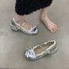 2025 New Spring Autumn Women Mary Jane Shoes Fashion Butterfly-knot Dress Shoes Ladies Concise Outdoor Thick Heel Leather Shoes
