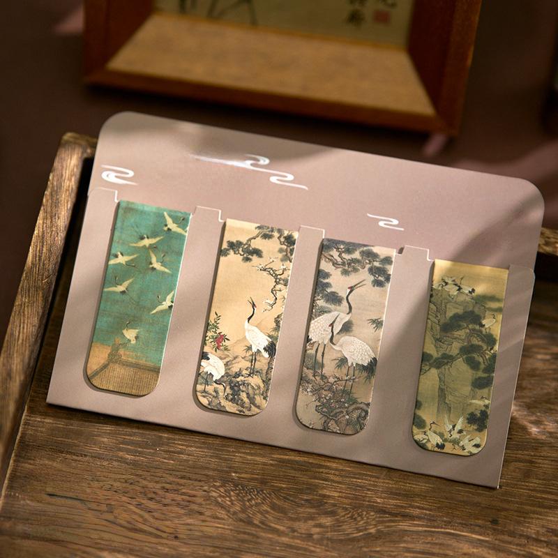 2/4/5 шт./набор Китайская ретро закладка Бамбук Лотос Журавль Пейзаж Закладка для подарка учителю Винтажная эстетическая магнитная закладка