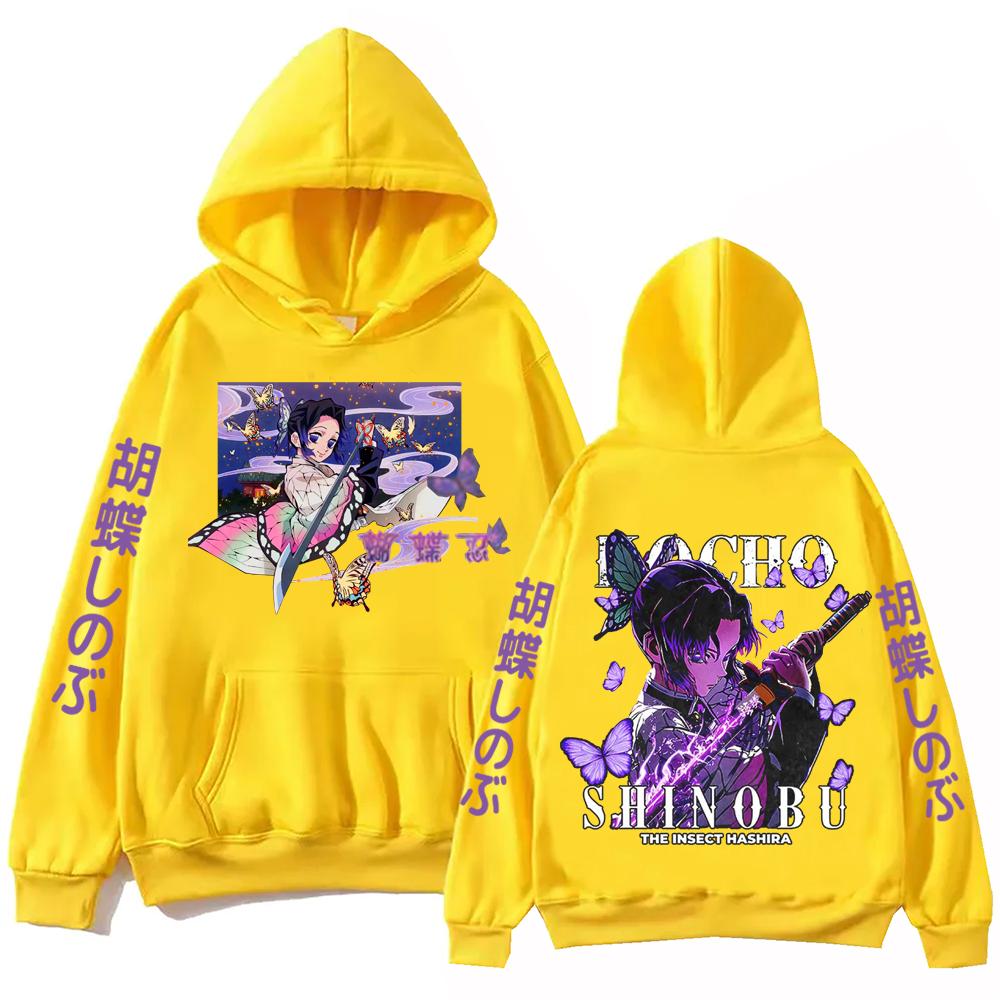 Anime Demon Slayer Kochou Shinobu Hoodie Harajuku Hip Hop Pullover Tops Sweatshirt Gift