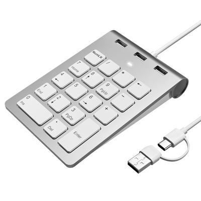 Цифровая клавиатура Проводная тонкая 18-клавишная цифровая клавиатура Mac Цифровая клавиатура Pantograph A Мини-клавиатурный концентратор с 3 портами USB Цифровая клавиатура Mac