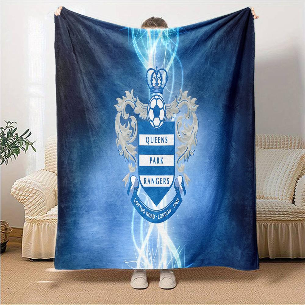 Queens Rangers Football Flannel Blanket, Soft Polyester, Modern Design, All-Season for Camping, Travel, Gifts for holidays or birthdays