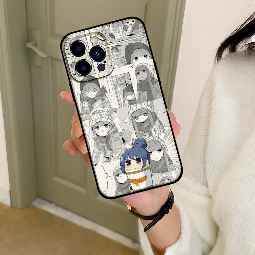 Чехол для телефона Yuru Camp для iPhone 1716 15 14 13 Pro Max 11 12 Mini X Xs XR Черный силиконовый чехол