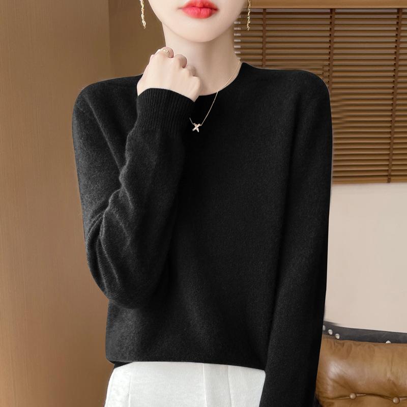 INDFS Женская мода Повседневный Осень Зима Однотонный Принт Длинный Рукав О-Образным Вырезом Свитера