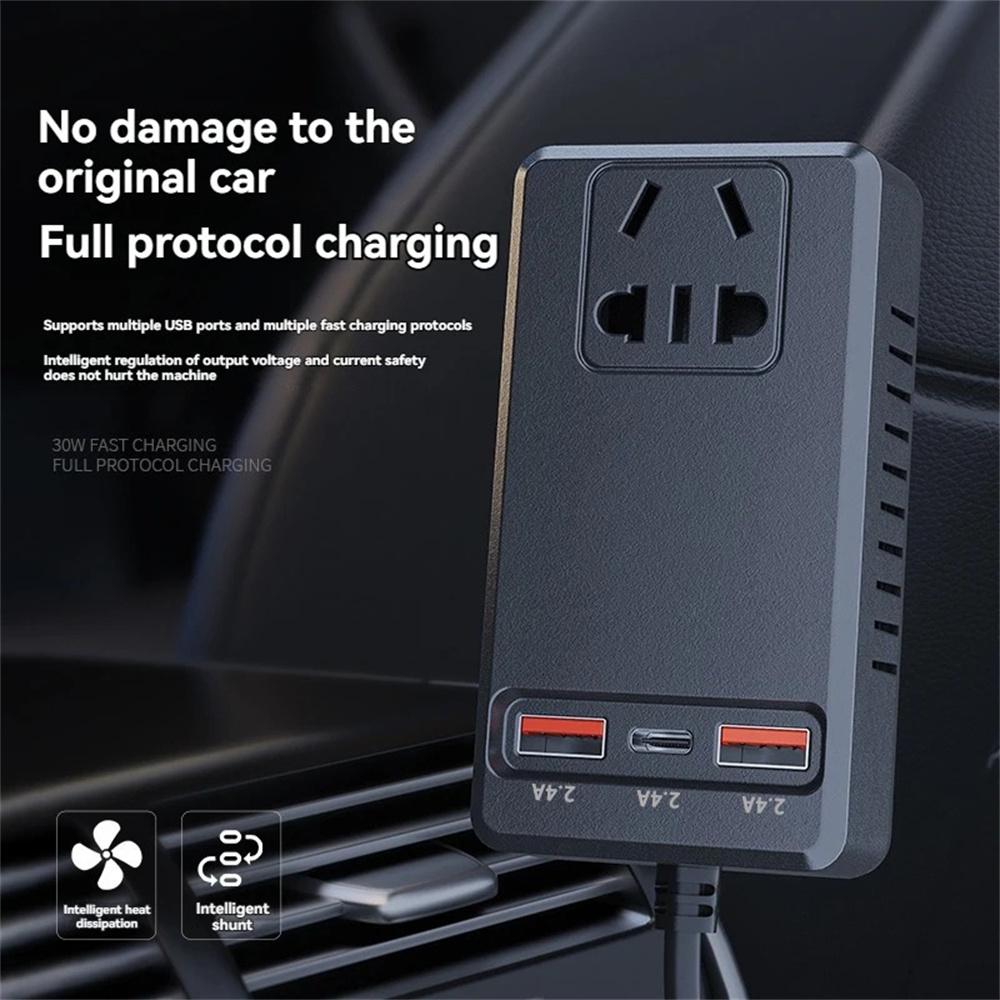 150W Car Charger Power Inverter DC 12V/24V To 110V/220V Auto Power Converter Adapter Universal Type C Car Phone Charger Adapter