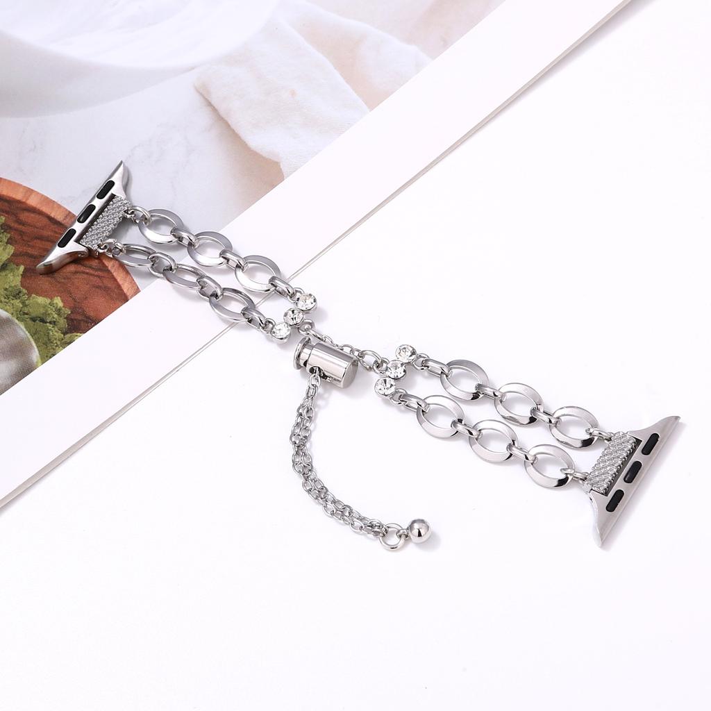 Double Chain Watch Band for Apple Watch Series 10 9 8 7 SE 6 5 4 3 2 1 42mm 41mm 40mm 38mm Replacement Strap