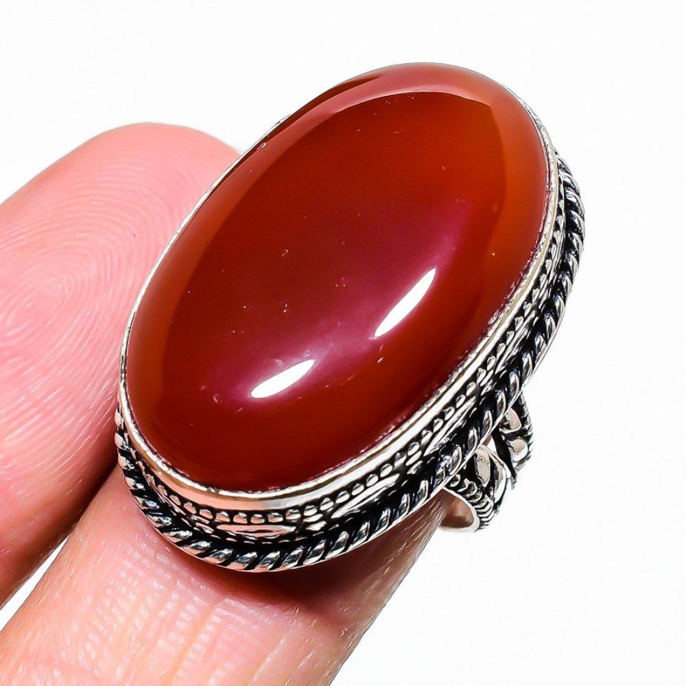Carnelian Gemstone 925 Sterling Silver Gift Jewelry Ring Size 6