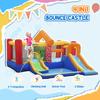 4 in 1 Kids Bouncy Castle Extra Large Double Slides & Trampoline Design Inflatable House Pool Climbing Wall with Blower Carrybag for Kids Age 3-8