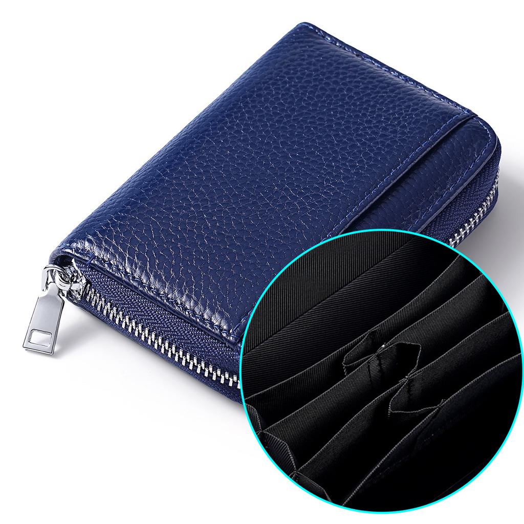 Multi-Compartment RFID Blocking Leather Coin Purse, Japanese Style Zipper Change Wallet with Card Slots, New Women Small Wallet