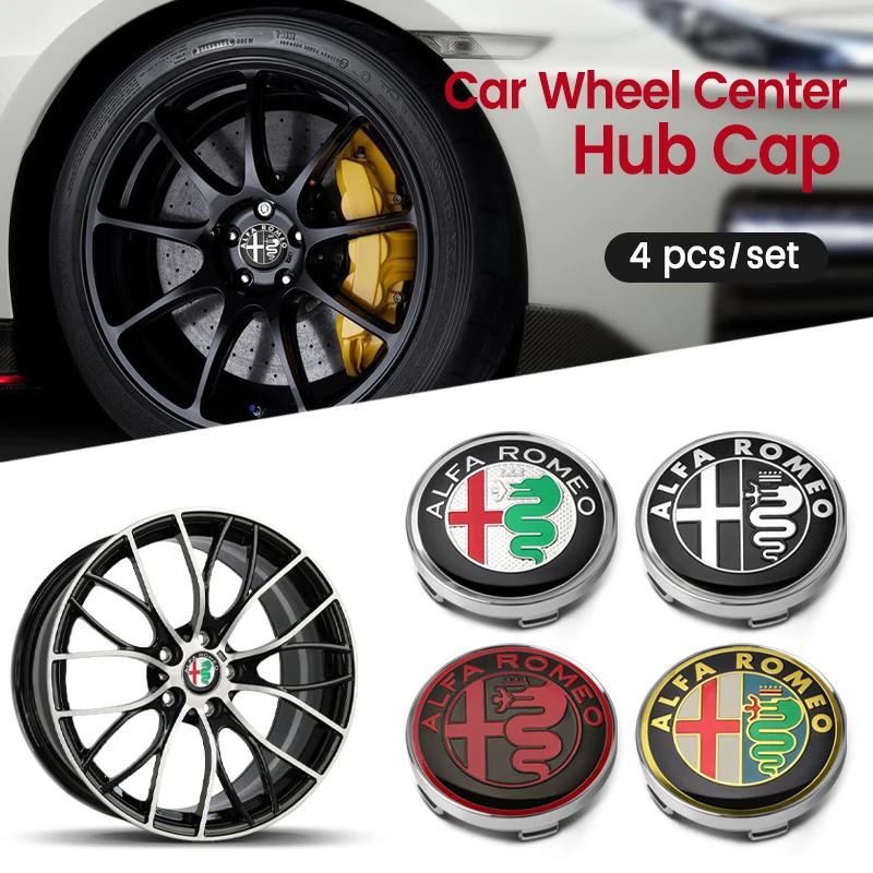 Car Stickers For Alfa Romeo 4pcs 58mm Car Wheel Rims Hub Center Caps for Alfa Romeo Logo Giulietta Mto Giulia GT 159 147 156 166