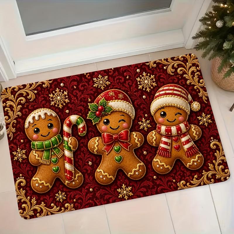 1pc Christmas Gingerbread for Man Suitable for Entryway, Kitchen, Bedroom - Non-Slip Absorbent Floor Carpet with Gingerbread for Man, Machine Washable